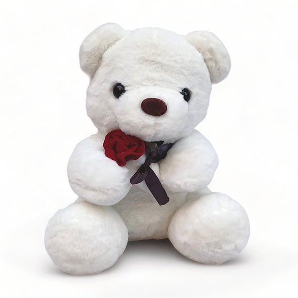 11 Inches Red Rose Holding Teddy Bear - Flowers to Nepal - FTN
