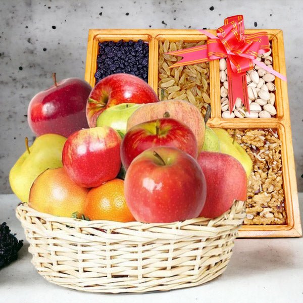 Fresh Fruit Basket & Nut Tray Hamper - Flowers to Nepal - FTN