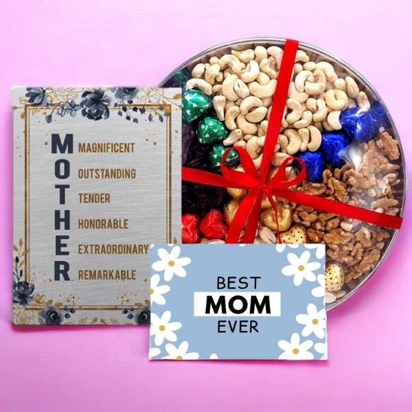 Mother's Day Meaningful Frame, Dry Nuts Tray and Greeting Card Combo - Flowers to Nepal - FTN