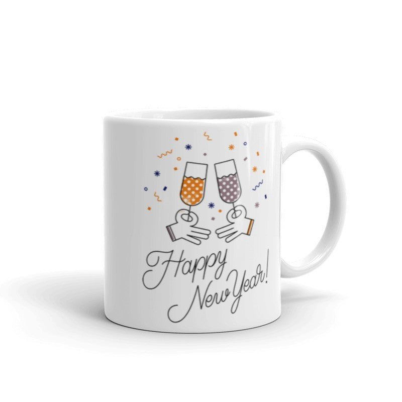 Mug with Printed "Happy New Year" Greeting - Flowers to Nepal - FTN