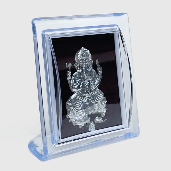 Silver Plated Lord Ganesh Mini Photo Frame - Flowers to Nepal - FTN