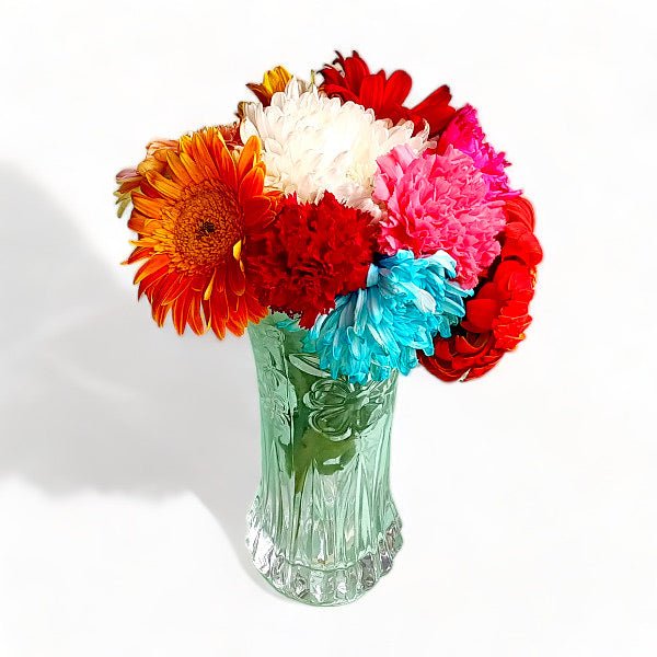 Crystal Clear Vase with a Fresh Medley of Flowers - Flowers to Nepal - FTN