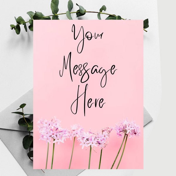 Flower Printed Personalised Pink Greeting Card - Flowers to Nepal - FTN