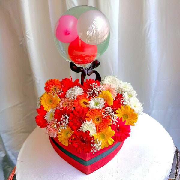 Mixed Flowers Combo With Customized Balloon - Flowers to Nepal - FTN