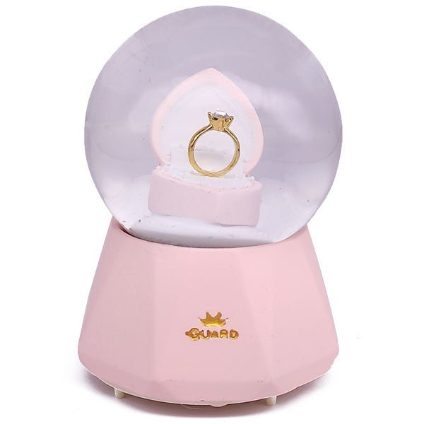 Propose Day Romantic Ring Design Snow Globe Music Box - Flowers to Nepal - FTN