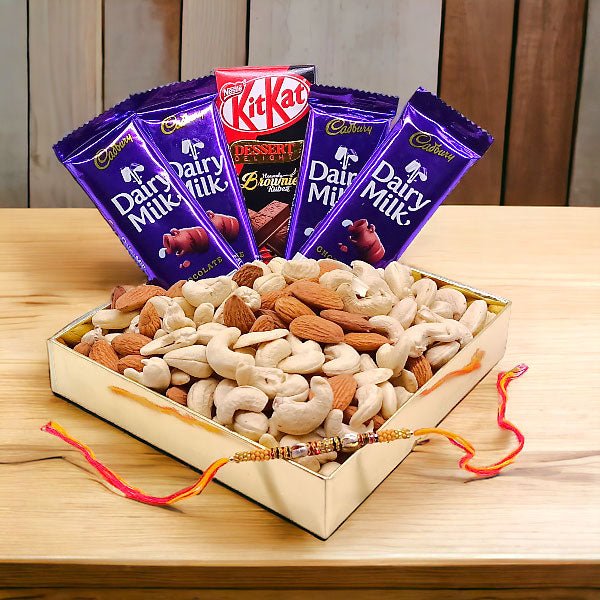 Rakhi Gift With Dry Nuts & Chocolates Combo - Flowers to Nepal - FTN