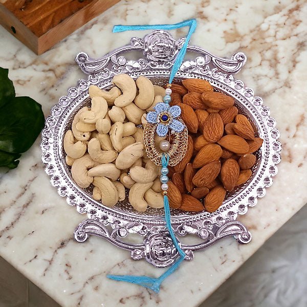 Raksha Bandhan Beautiful Rakhi Thread With Dry Nuts Tray - Flowers to Nepal - FTN