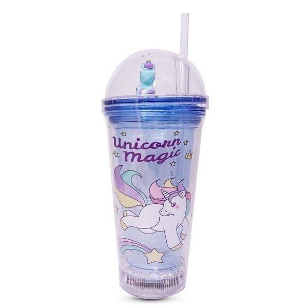 Tumbler with Straw Featuring Unicorn Magic Print - Flowers to Nepal - FTN