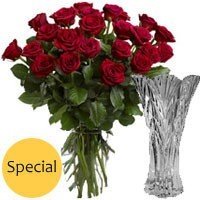 Two Dozen Fresh Red Roses in Vase - Flowers to Nepal - FTN