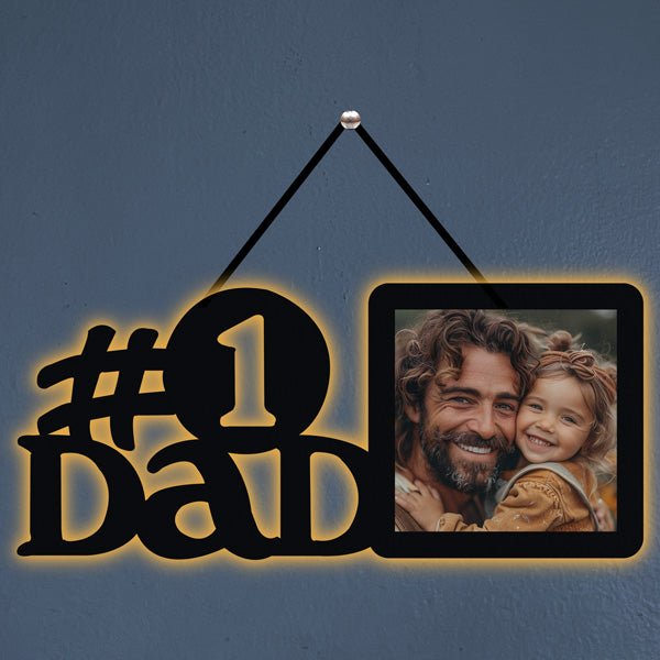 #1 Dad Custom Photo Frame with Backlit LED - Flowers to Nepal - FTN