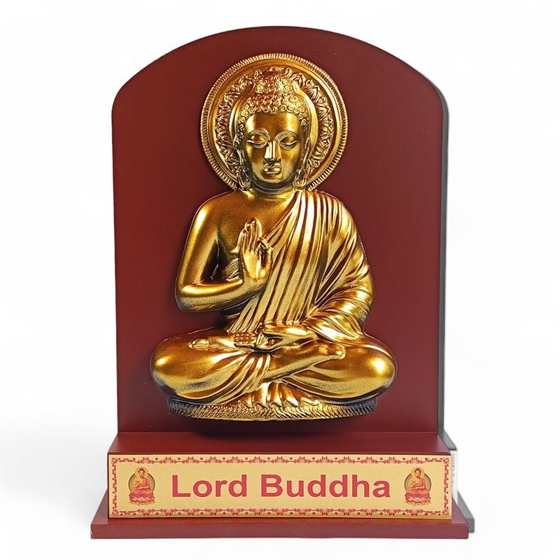 11 - Inch Golden Buddha Statue Wall Hanging Frame - Flowers to Nepal - FTN