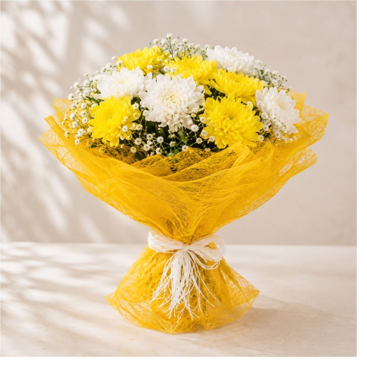 12 Mix White and Yellow Carnations Flowers Sunshine Bouquet - Flowers to Nepal - FTN