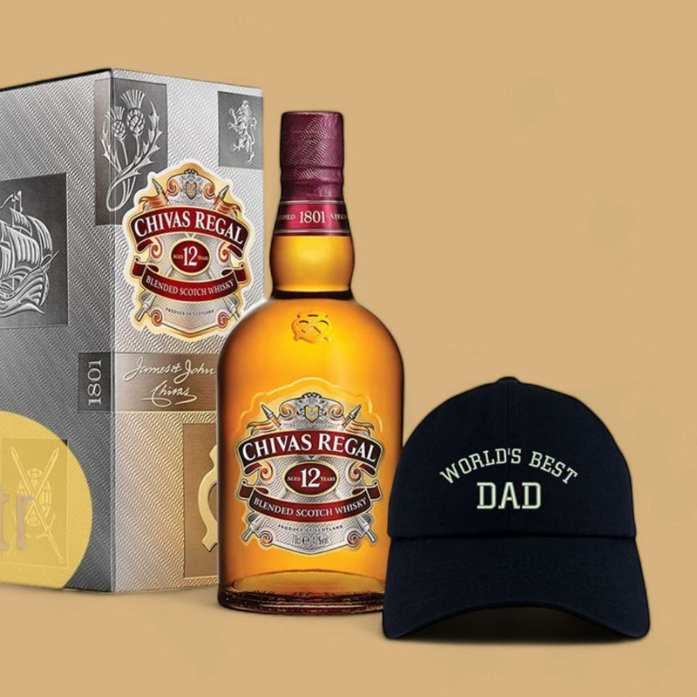 12 - Year Whisky 1000 ML & Best Dad Cap Gift - Flowers to Nepal - FTN