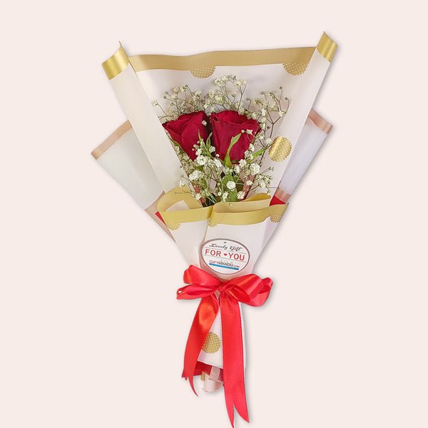 2 Red Roses Bouquet - Flowers to Nepal - FTN