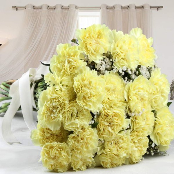 Beautiful 20 Yellow Carnations Bunch