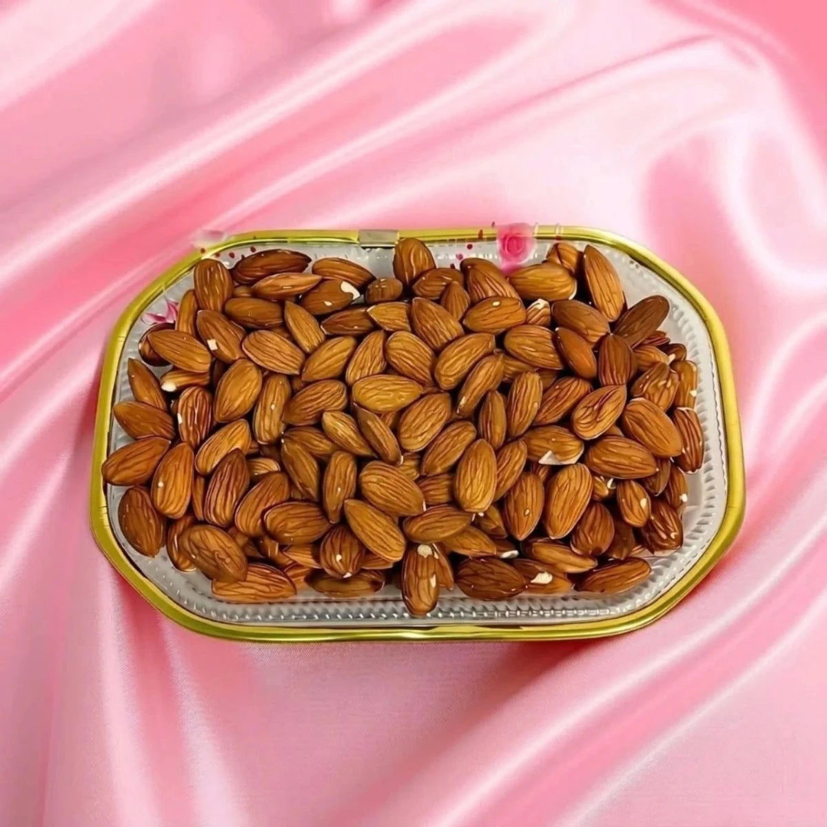 200g Almonds in Transparent Floral Tray - Flowers to Nepal - FTN