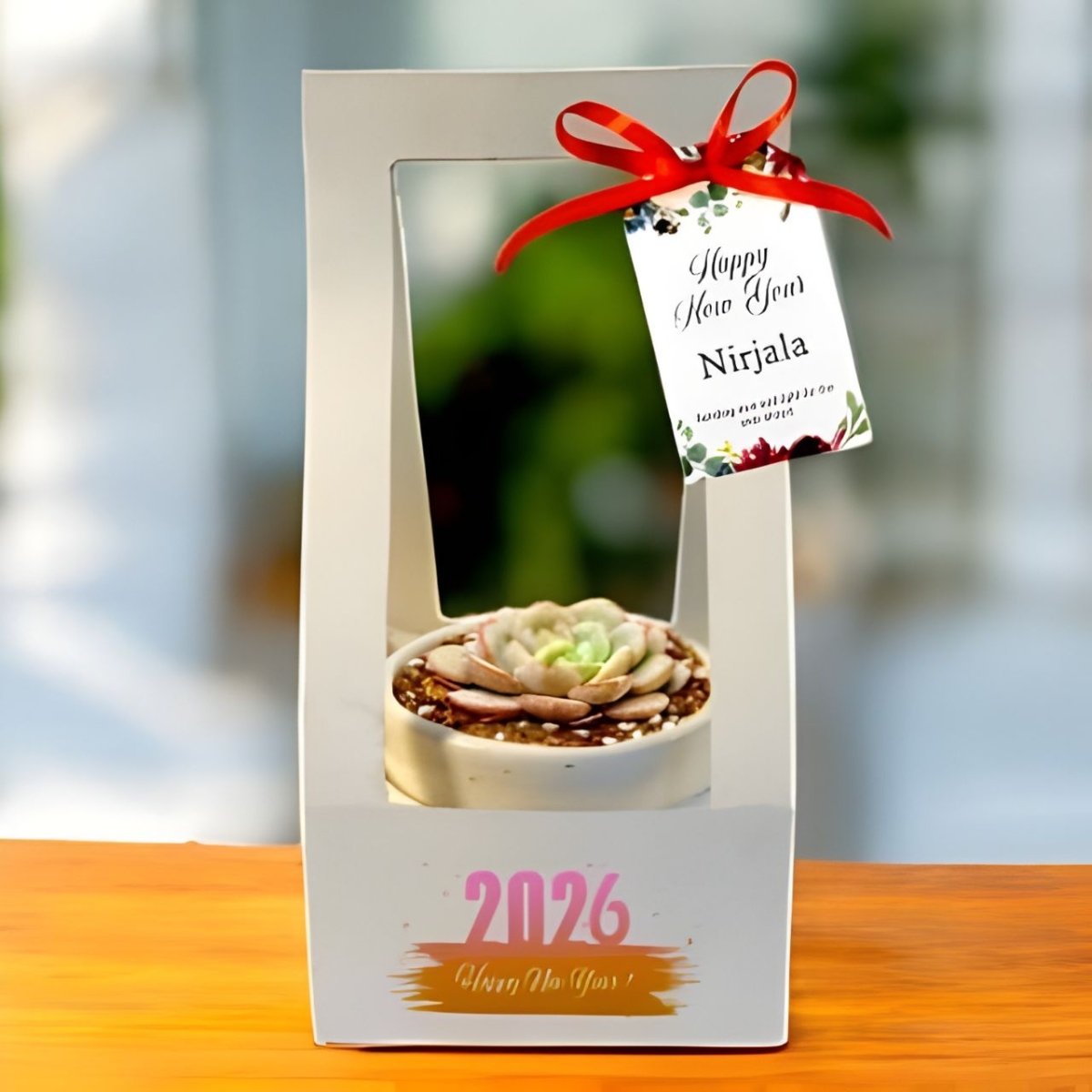 2026 Celebration Succulent Plant with Pot & Holder - Flowers to Nepal - FTN