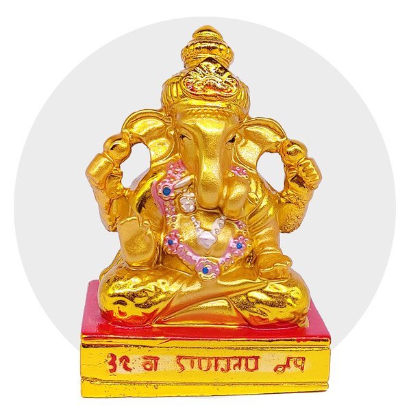 3" Miniature Golden Ganesh Ji Statue - Flowers to Nepal - FTN