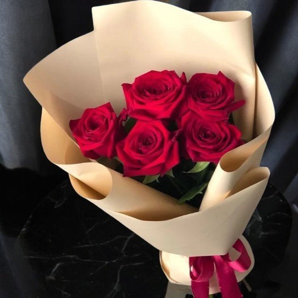 5 Red Roses Bouquet - Flowers to Nepal - FTN