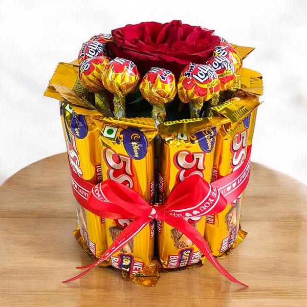 5 Star, rose and Lolly poo bouquet - Flowers to Nepal - FTN