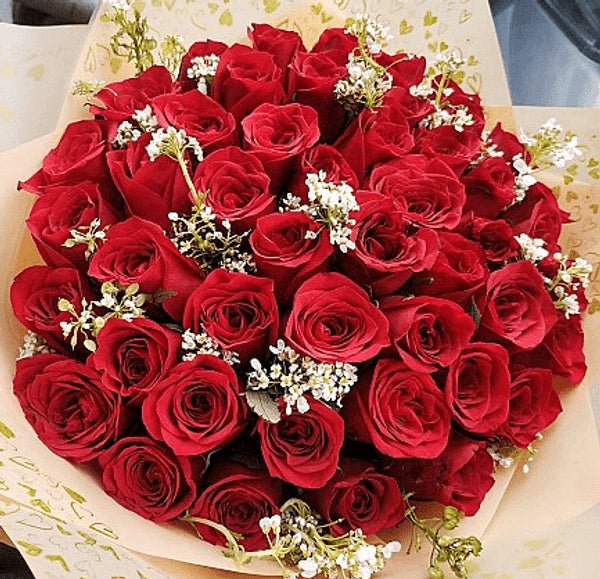 50 Long Stemmed Fresh Red Roses (Free Chocolate & Teddy) - Flowers to Nepal - FTN