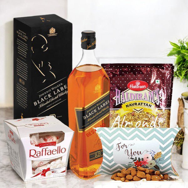 750ml Black Label Whisky With Snack Treats - Flowers to Nepal - FTN