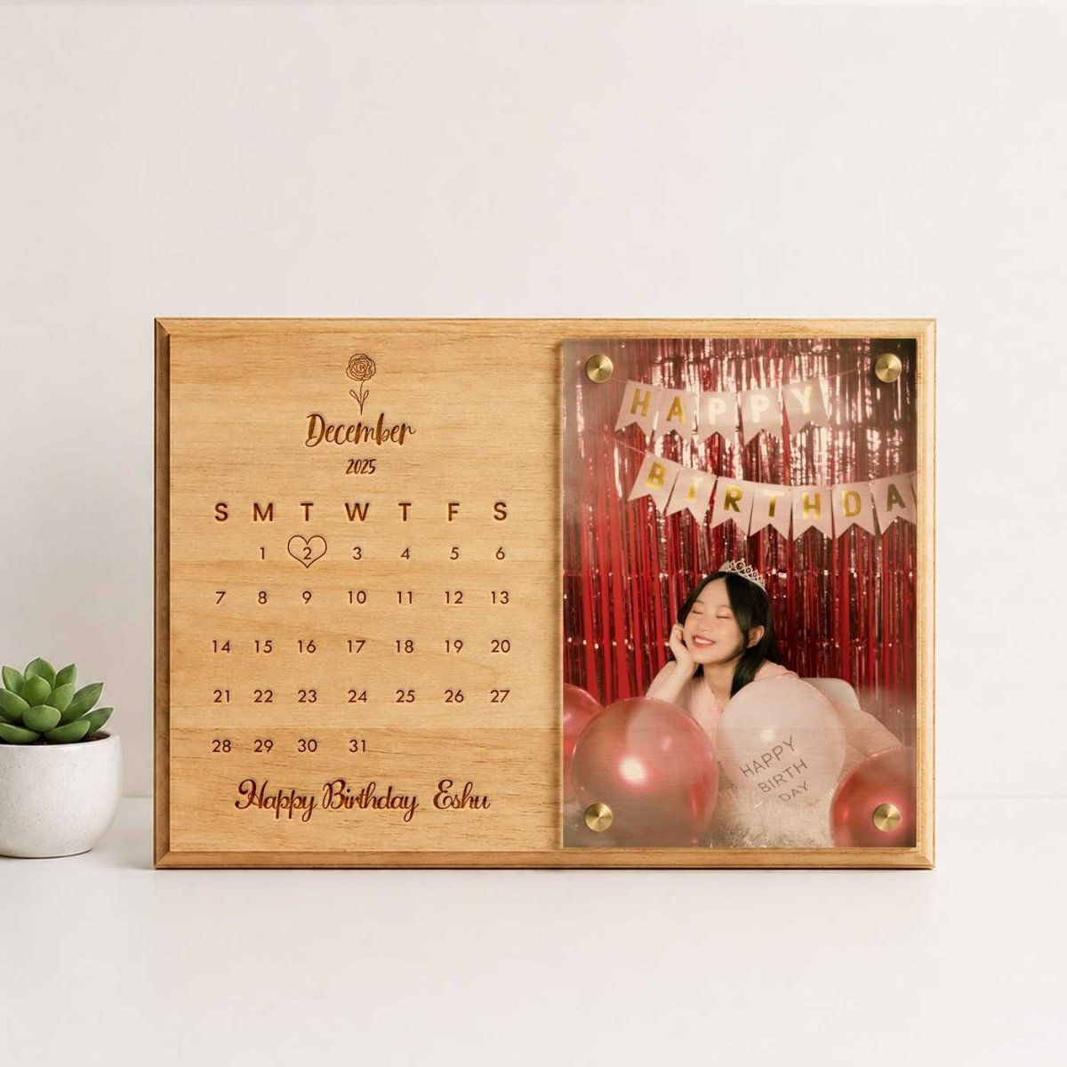 Acrylic Framed Personalized Birthday Wooden Plaque - Flowers to Nepal - FTN