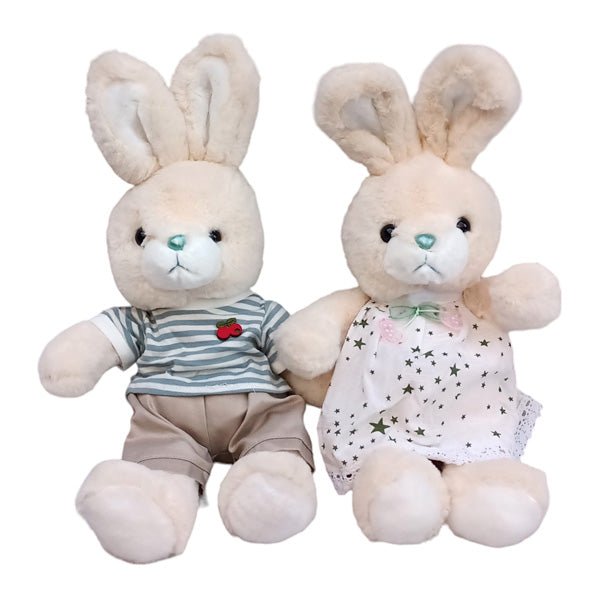 Adorable Pair of Bunny Plushies 15" - Flowers to Nepal - FTN