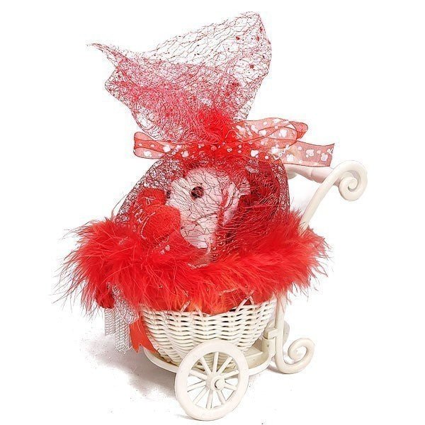 Adorable Teddy Bear in Decorative Cycle Trolley with Net - Flowers to Nepal - FTN