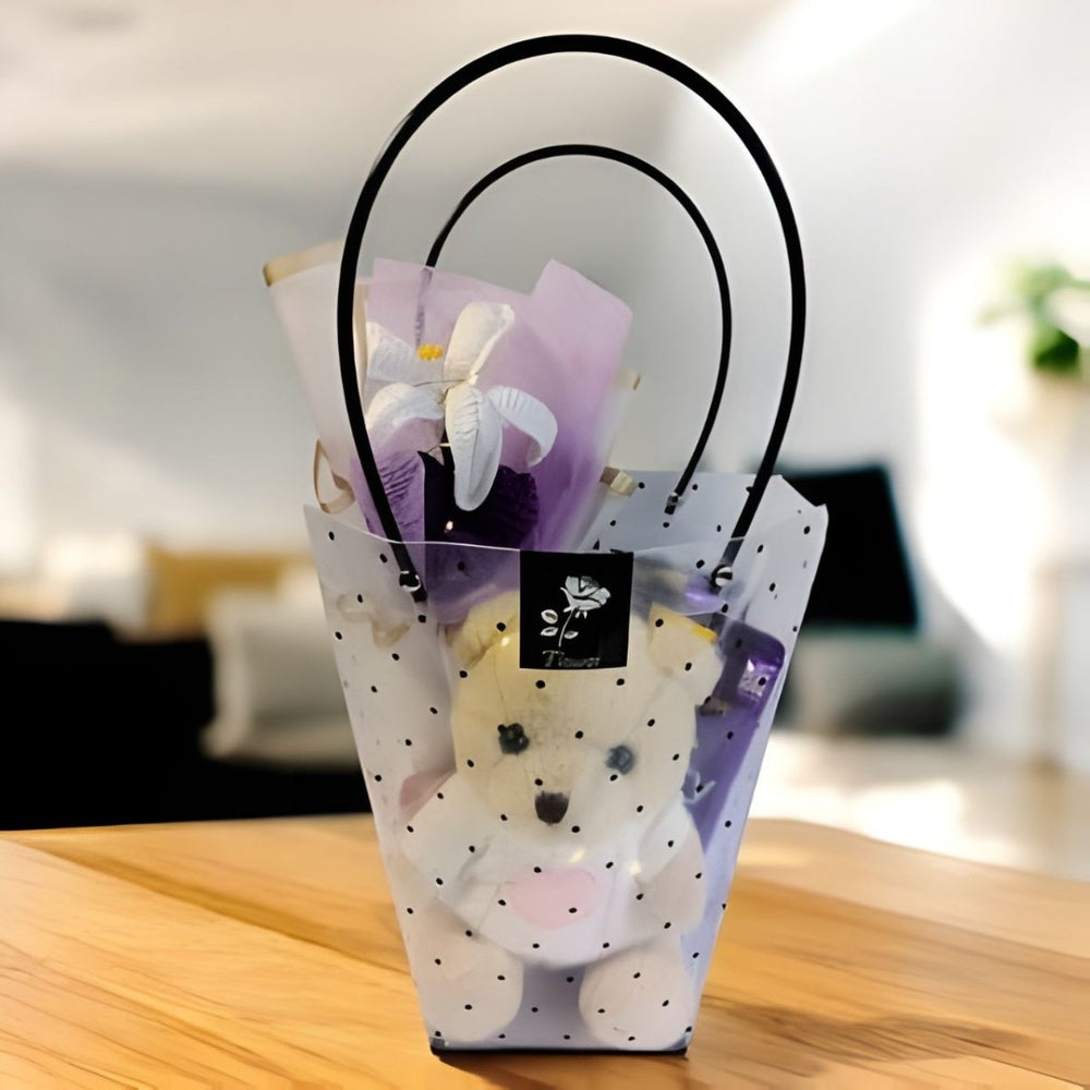 Adorable Teddy with Crochet Flowers & Treats - Flowers to Nepal - FTN