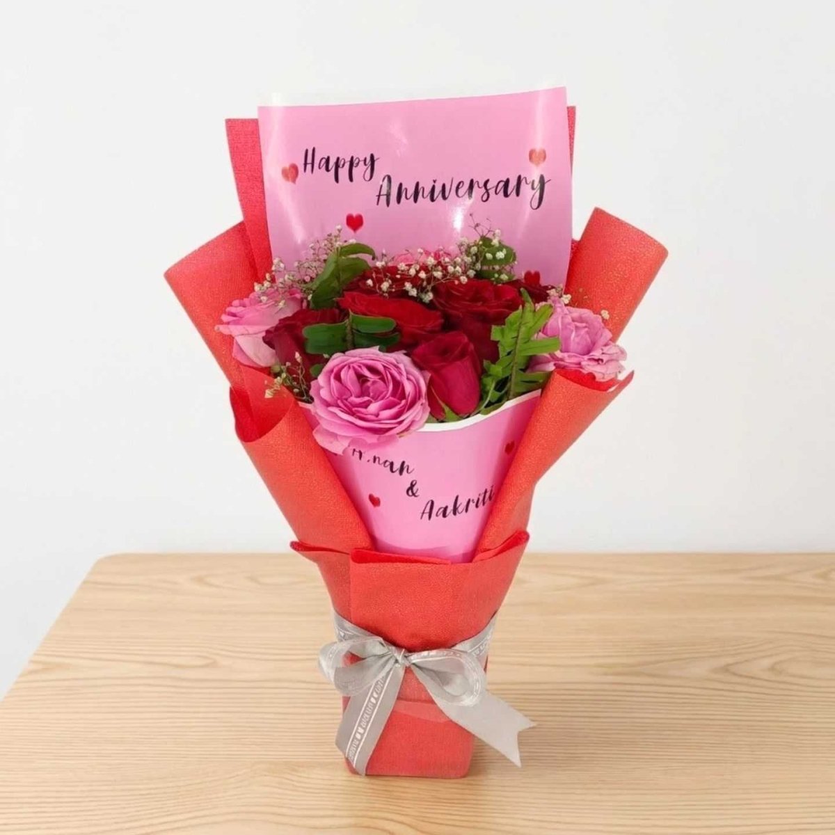 Anniversary Personalized Rose Bouquet - Flowers to Nepal - FTN