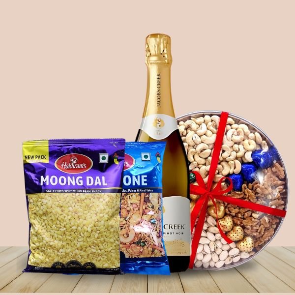 Assorted Nuts Tray With Beverage and Snacks - Flowers to Nepal - FTN