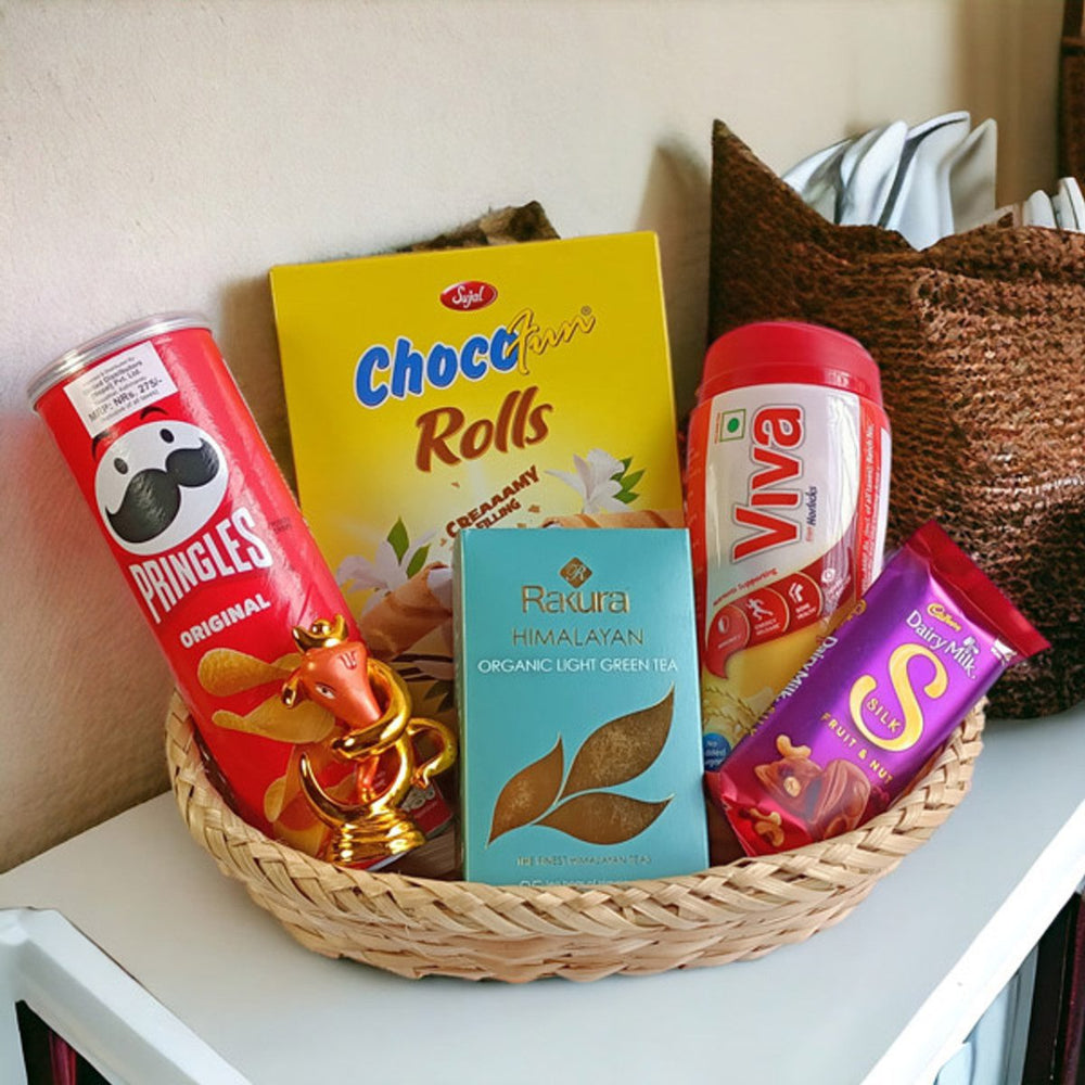 Assorted Snack Basket With Ganesha Statue - Flowers to Nepal - FTN