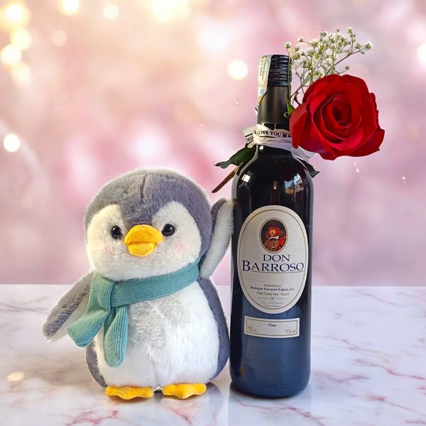 Baby Penguin Charm with Red Wine 750ml - Flowers to Nepal - FTN