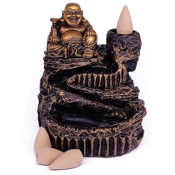 Backflow Incense Burner: Laughing Buddha Design - Flowers to Nepal - FTN