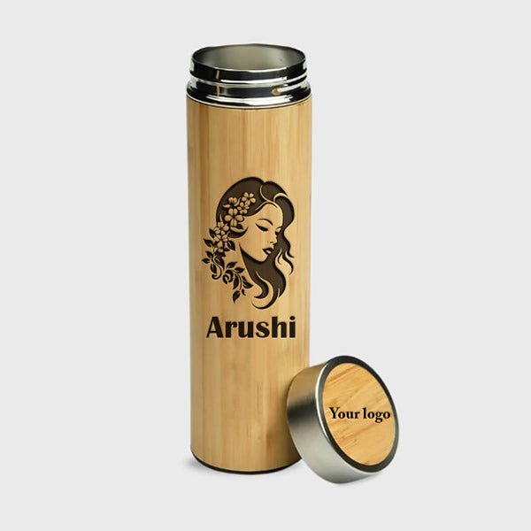 Bamboo Water Bottle Personalized with Image & Name - Flowers to Nepal - FTN