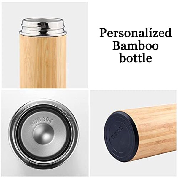 Bamboo Water Bottle Personalized with Image & Name - Flowers to Nepal - FTN