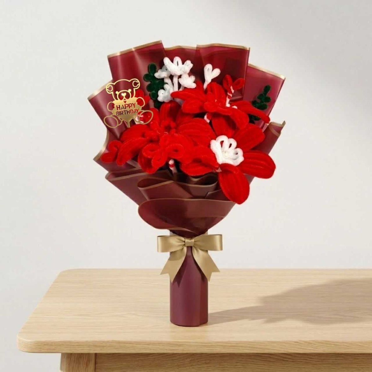 Beautiful Birthday Lily Bouquet with Topper - Flowers to Nepal - FTN