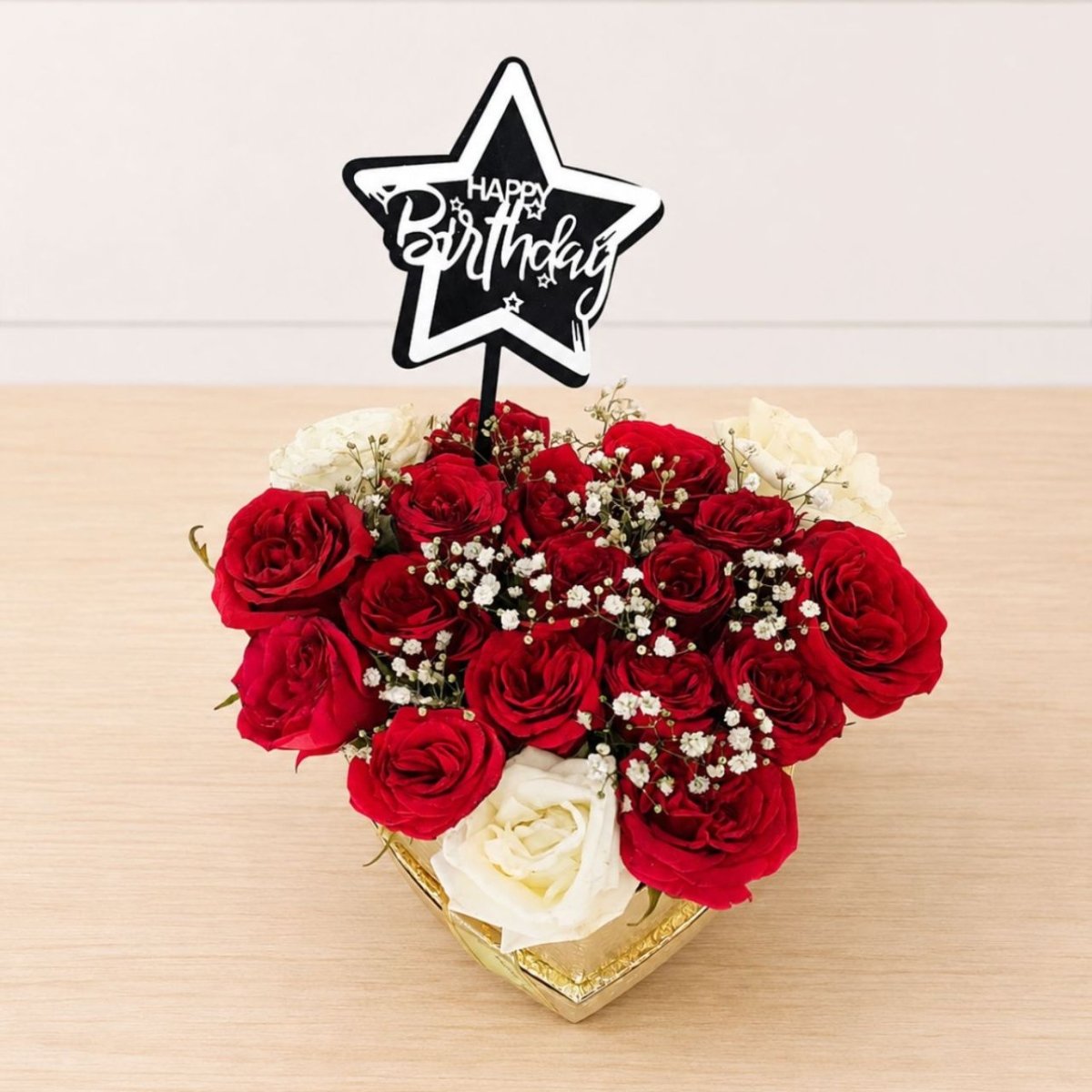 Beautiful Red and White Rose Box for Birthday - Flowers to Nepal - FTN
