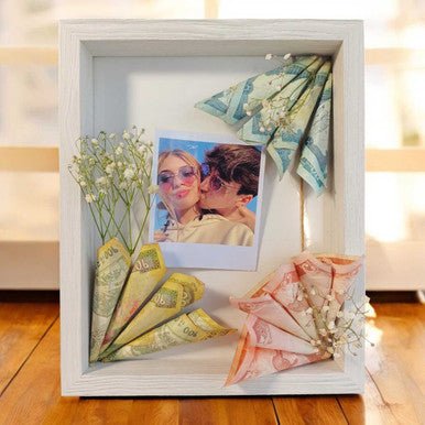 Beautifully Customized Frame with Photo, Cash & Decor - Flowers to Nepal - FTN