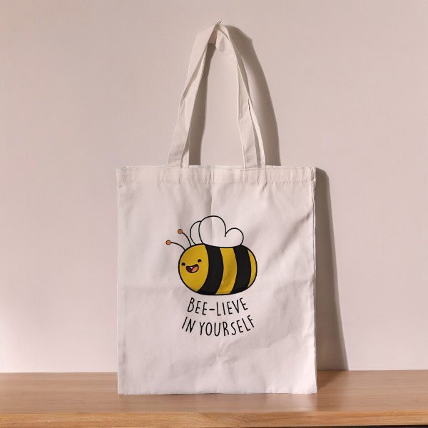 "Bee - lieve in Yourself" Medium Tote Bag - Flowers to Nepal - FTN