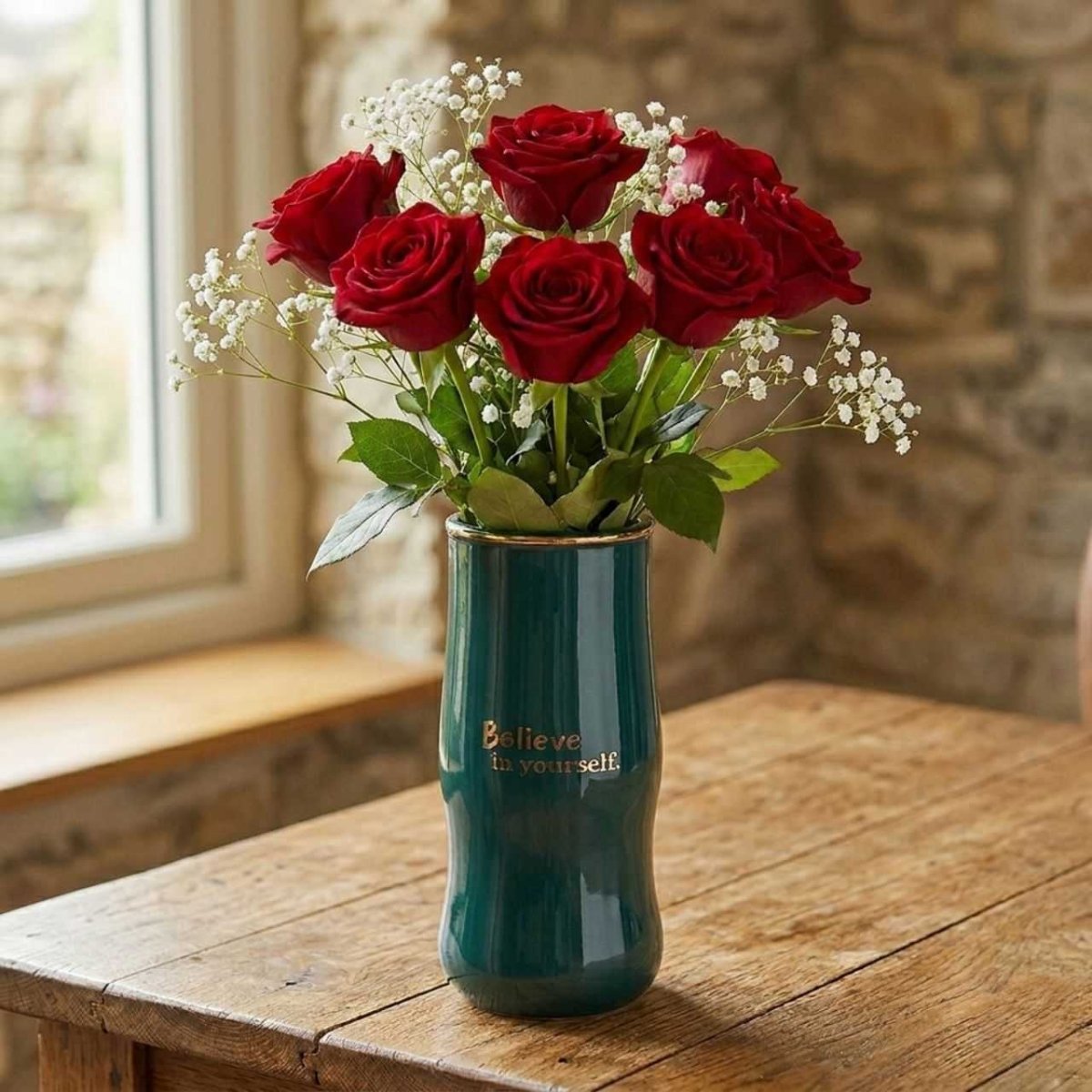 Believe in Yourself Rose Vase Arrangement - Flowers to Nepal - FTN
