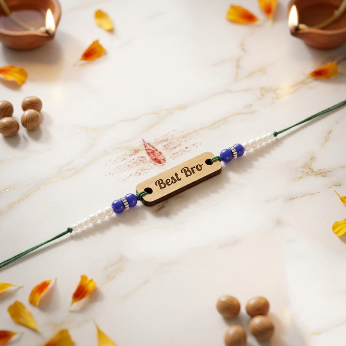 Best Bro Engraved Wooden Rakhi - Flowers to Nepal - FTN