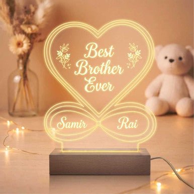 Best Brother Ever Acrylic Lamp with Name - Flowers to Nepal - FTN