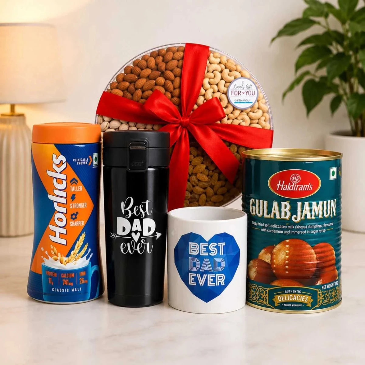 Best Dad Ever Mug, Dry Fruits & Sweets Gift Hamper - Flowers to Nepal - FTN