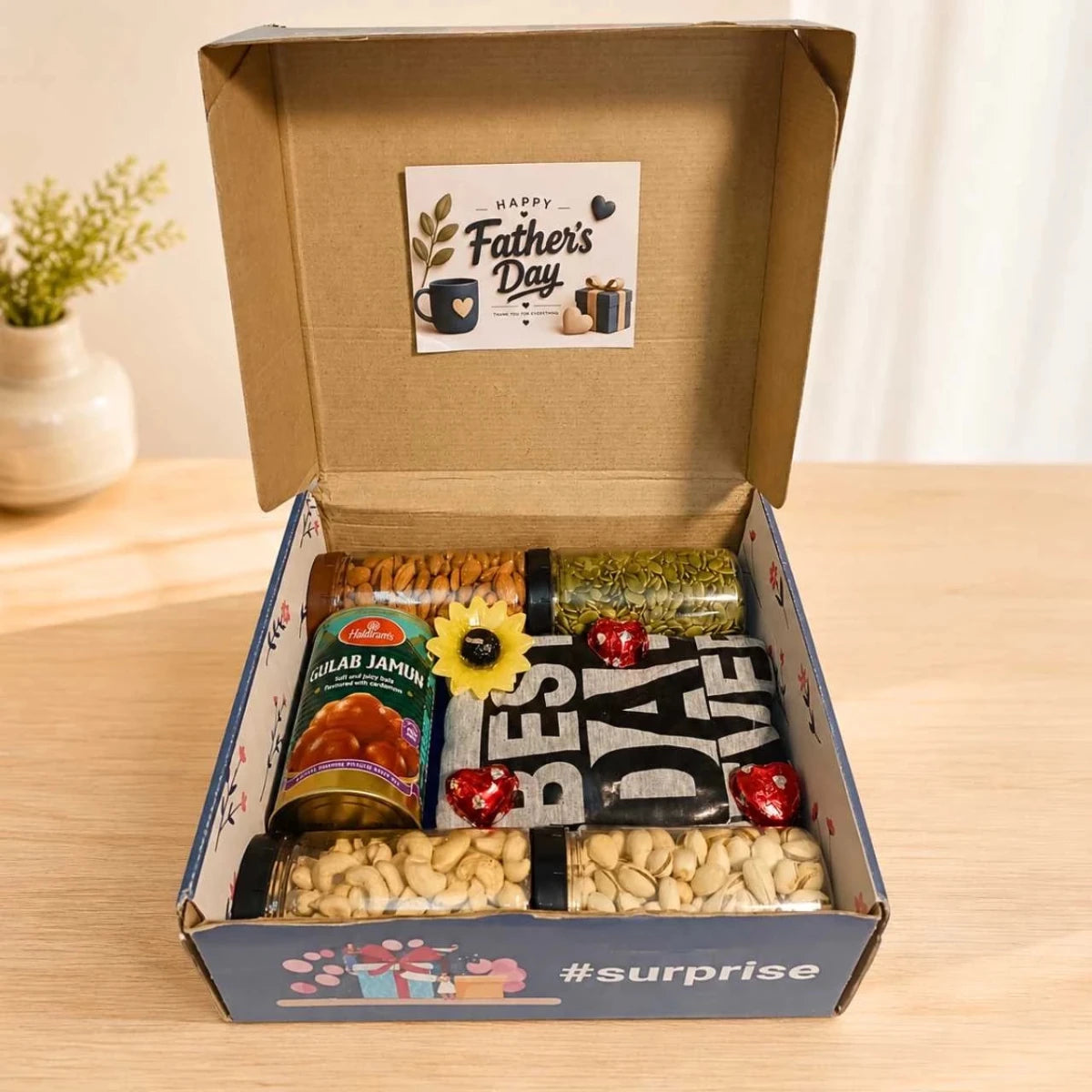 Best Dad Ever T-Shirt, Dry Fruits & Sweets Gift Box - Flowers to Nepal - FTN