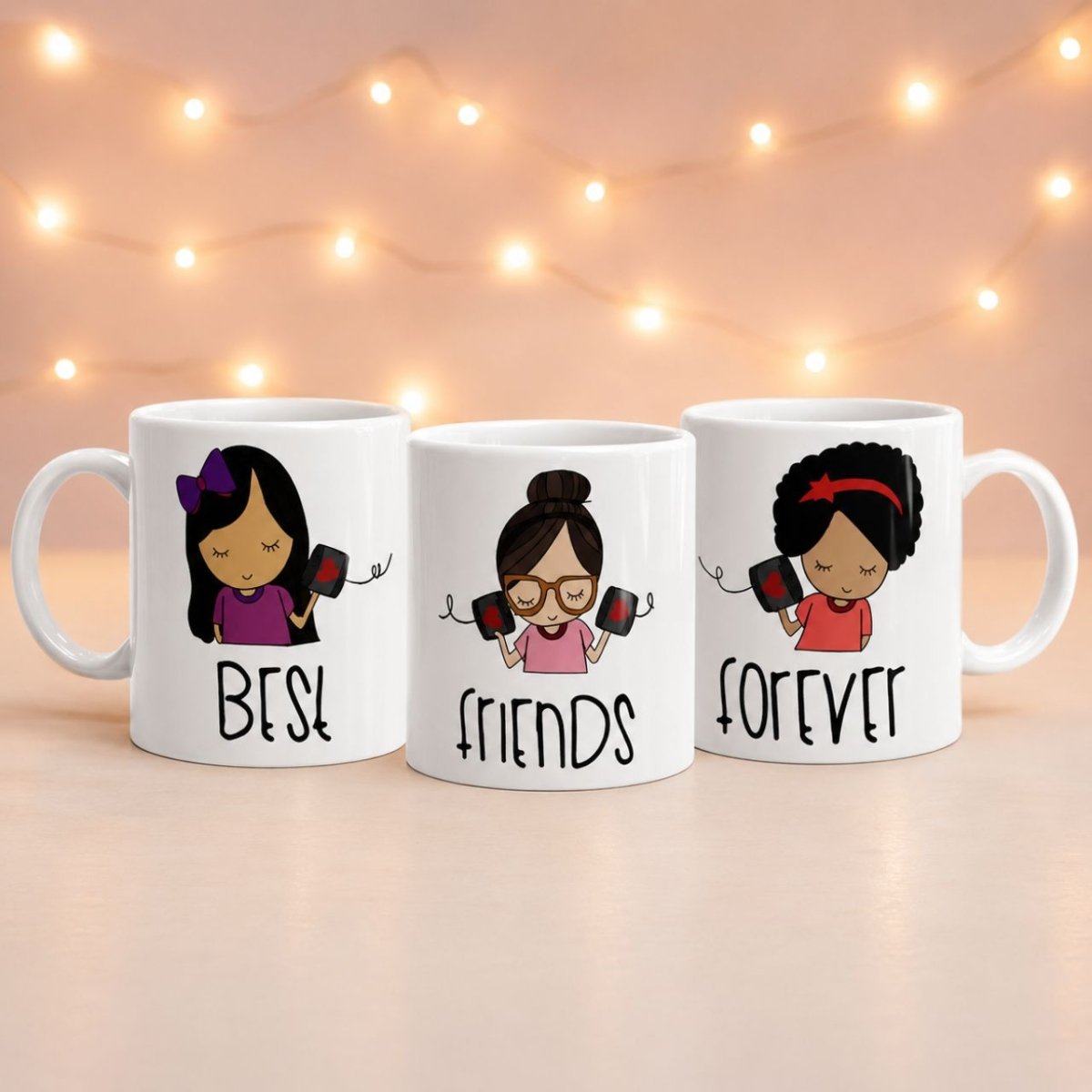 "Best Friends Forever" Mug Gift Set | 3 Pieces - Flowers to Nepal - FTN