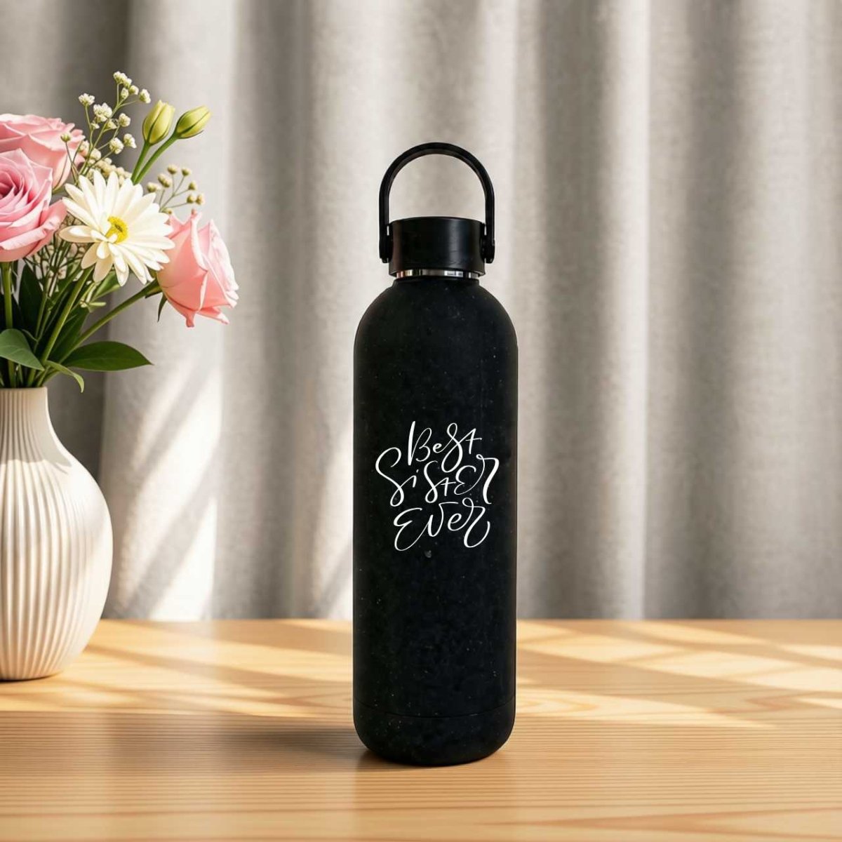 Best Sister Ever Engraved Matte Black Bottle - Flowers to Nepal - FTN
