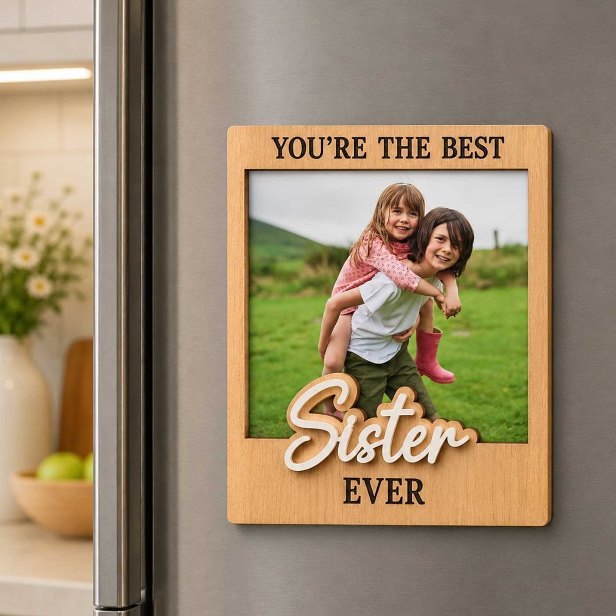 Best Sister Ever Personalized Photo Fridge Magnet - Flowers to Nepal - FTN