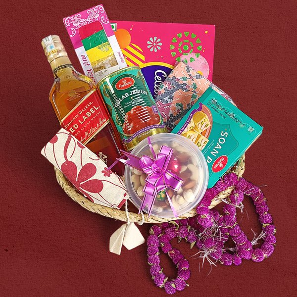 Bhai Masala and Red Label Whisky Gift Basket - Flowers to Nepal - FTN